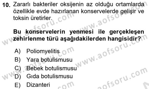 Temel Sağlık Ve Hastalık Bilgisi Dersi 2023 - 2024 Yılı (Final) Dönem Sonu Sınav Soruları 10. Soru