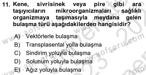 Temel Sağlık Ve Hastalık Bilgisi Dersi 2023 - 2024 Yılı (Final) Dönem Sonu Sınav Soruları 11. Soru