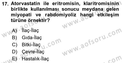 Temel Sağlık Ve Hastalık Bilgisi Dersi 2023 - 2024 Yılı (Final) Dönem Sonu Sınav Soruları 17. Soru