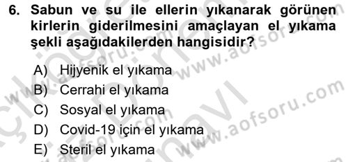 Temel Sağlık Ve Hastalık Bilgisi Dersi 2023 - 2024 Yılı (Final) Dönem Sonu Sınav Soruları 6. Soru