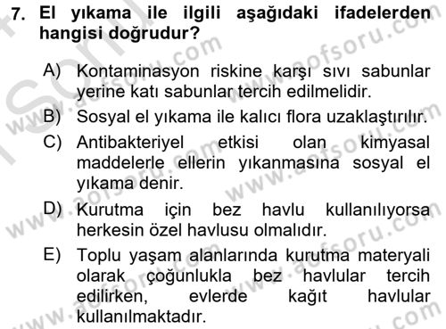 Temel Sağlık Ve Hastalık Bilgisi Dersi 2023 - 2024 Yılı (Final) Dönem Sonu Sınav Soruları 7. Soru