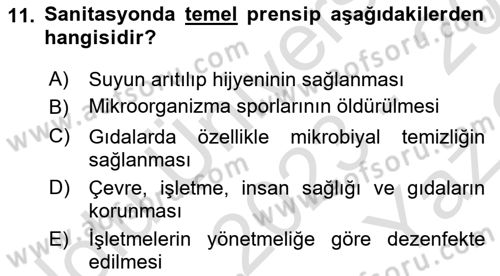 Temel Sağlık Ve Hastalık Bilgisi Dersi 2023 - 2024 Yılı Yaz Okulu Sınav Soruları 11. Soru