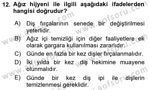 Temel Sağlık Ve Hastalık Bilgisi Dersi 2023 - 2024 Yılı Yaz Okulu Sınav Soruları 12. Soru