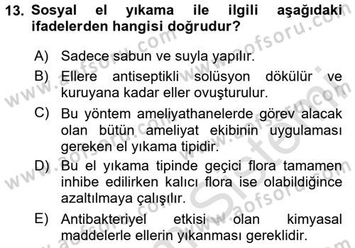 Temel Sağlık Ve Hastalık Bilgisi Dersi 2023 - 2024 Yılı Yaz Okulu Sınav Soruları 13. Soru