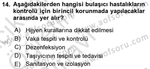 Temel Sağlık Ve Hastalık Bilgisi Dersi 2023 - 2024 Yılı Yaz Okulu Sınav Soruları 14. Soru