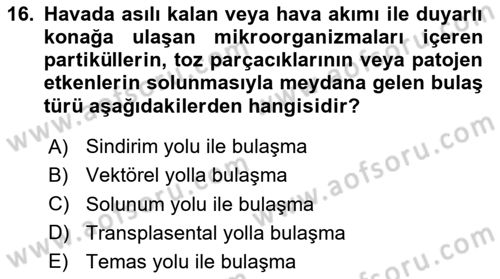 Temel Sağlık Ve Hastalık Bilgisi Dersi 2023 - 2024 Yılı Yaz Okulu Sınav Soruları 16. Soru