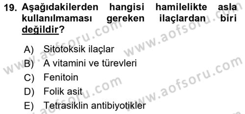 Temel Sağlık Ve Hastalık Bilgisi Dersi 2023 - 2024 Yılı Yaz Okulu Sınav Soruları 19. Soru