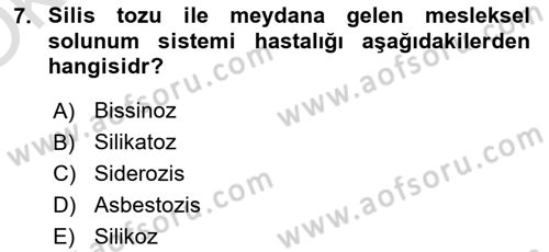 Temel Sağlık Ve Hastalık Bilgisi Dersi 2023 - 2024 Yılı Yaz Okulu Sınav Soruları 7. Soru