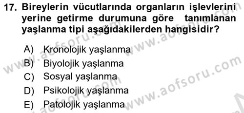 Temel Sağlık Ve Hastalık Bilgisi Dersi 2024 - 2025 Yılı (Vize) Ara Sınav Soruları 17. Soru