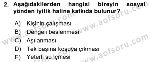 Temel Sağlık Ve Hastalık Bilgisi Dersi 2024 - 2025 Yılı (Vize) Ara Sınav Soruları 2. Soru