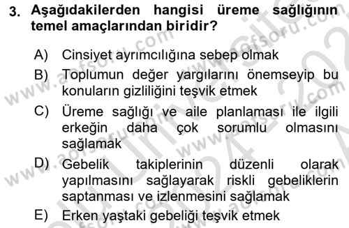 Temel Sağlık Ve Hastalık Bilgisi Dersi 2024 - 2025 Yılı (Vize) Ara Sınav Soruları 3. Soru
