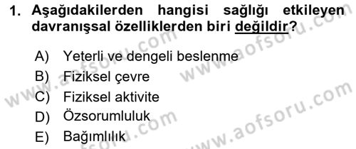 Temel Sağlık Ve Hastalık Bilgisi Dersi 2024 - 2025 Yılı (Final) Dönem Sonu Sınav Soruları 1. Soru