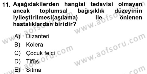 Temel Sağlık Ve Hastalık Bilgisi Dersi 2024 - 2025 Yılı (Final) Dönem Sonu Sınav Soruları 11. Soru