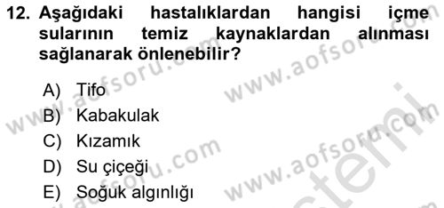 Temel Sağlık Ve Hastalık Bilgisi Dersi 2024 - 2025 Yılı (Final) Dönem Sonu Sınav Soruları 12. Soru