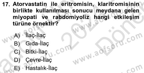 Temel Sağlık Ve Hastalık Bilgisi Dersi 2024 - 2025 Yılı (Final) Dönem Sonu Sınav Soruları 17. Soru