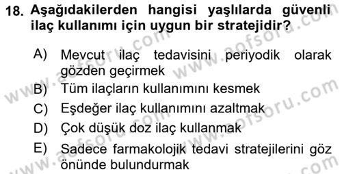 Temel Sağlık Ve Hastalık Bilgisi Dersi 2024 - 2025 Yılı (Final) Dönem Sonu Sınav Soruları 18. Soru
