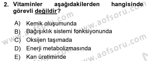 Temel Sağlık Ve Hastalık Bilgisi Dersi 2024 - 2025 Yılı (Final) Dönem Sonu Sınav Soruları 2. Soru