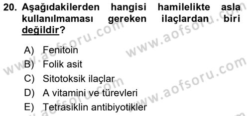 Temel Sağlık Ve Hastalık Bilgisi Dersi 2024 - 2025 Yılı (Final) Dönem Sonu Sınav Soruları 20. Soru