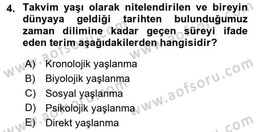 Temel Sağlık Ve Hastalık Bilgisi Dersi 2024 - 2025 Yılı (Final) Dönem Sonu Sınav Soruları 4. Soru