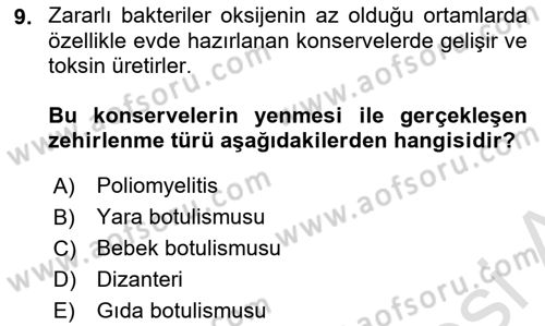 Temel Sağlık Ve Hastalık Bilgisi Dersi 2024 - 2025 Yılı (Final) Dönem Sonu Sınav Soruları 9. Soru