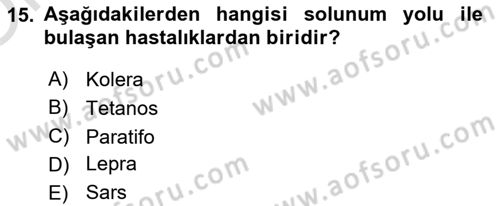 Temel Sağlık Ve Hastalık Bilgisi Dersi 2024 - 2025 Yılı Yaz Okulu Sınav Soruları 15. Soru
