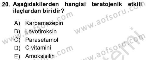 Temel Sağlık Ve Hastalık Bilgisi Dersi 2024 - 2025 Yılı Yaz Okulu Sınav Soruları 20. Soru