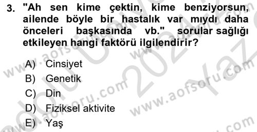 Temel Sağlık Ve Hastalık Bilgisi Dersi 2024 - 2025 Yılı Yaz Okulu Sınav Soruları 3. Soru