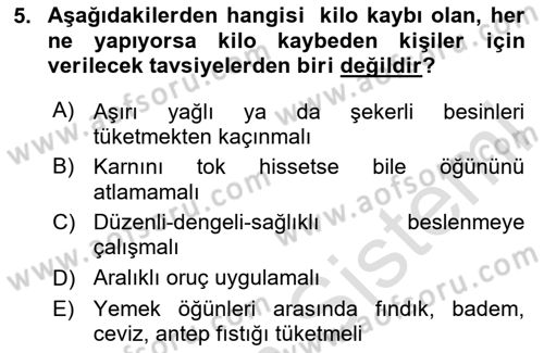 Temel Sağlık Ve Hastalık Bilgisi Dersi 2024 - 2025 Yılı Yaz Okulu Sınav Soruları 5. Soru