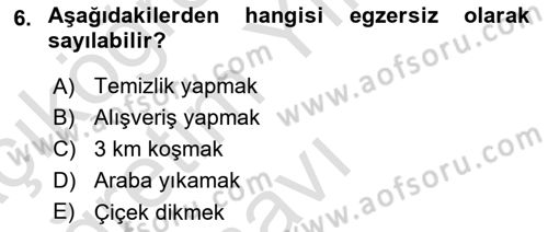 Temel Sağlık Ve Hastalık Bilgisi Dersi 2024 - 2025 Yılı Yaz Okulu Sınav Soruları 6. Soru