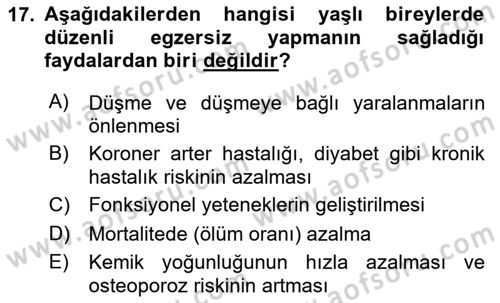 Temel Sağlık Ve Hastalık Bilgisi Dersi 2025 - 2026 Yılı (Vize) Ara Sınav Soruları 17. Soru