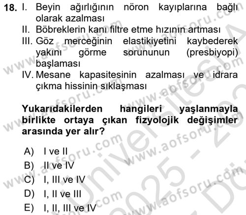 Temel Sağlık Ve Hastalık Bilgisi Dersi 2025 - 2026 Yılı (Vize) Ara Sınav Soruları 18. Soru