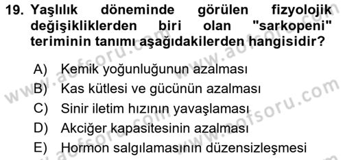 Temel Sağlık Ve Hastalık Bilgisi Dersi 2025 - 2026 Yılı (Vize) Ara Sınav Soruları 19. Soru