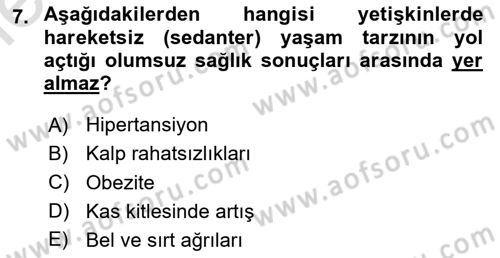 Temel Sağlık Ve Hastalık Bilgisi Dersi 2025 - 2026 Yılı (Vize) Ara Sınav Soruları 7. Soru