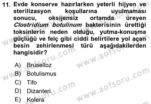 Temel Sağlık Ve Hastalık Bilgisi Dersi 2025 - 2026 Yılı (Final) Dönem Sonu Sınav Soruları 11. Soru