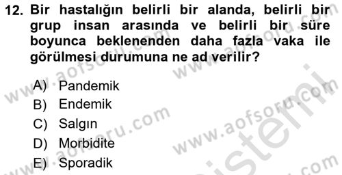 Temel Sağlık Ve Hastalık Bilgisi Dersi 2025 - 2026 Yılı (Final) Dönem Sonu Sınav Soruları 12. Soru