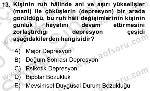 Temel Sağlık Ve Hastalık Bilgisi Dersi 2025 - 2026 Yılı (Final) Dönem Sonu Sınav Soruları 13. Soru
