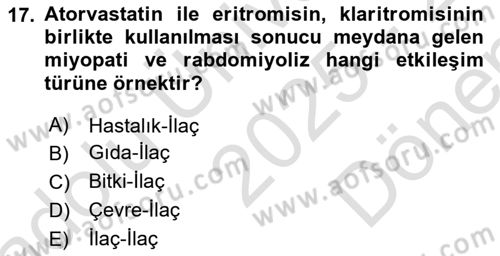Temel Sağlık Ve Hastalık Bilgisi Dersi 2025 - 2026 Yılı (Final) Dönem Sonu Sınav Soruları 17. Soru