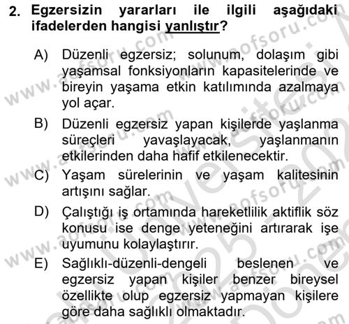 Temel Sağlık Ve Hastalık Bilgisi Dersi 2025 - 2026 Yılı (Final) Dönem Sonu Sınav Soruları 2. Soru