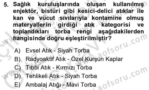 Temel Sağlık Ve Hastalık Bilgisi Dersi 2025 - 2026 Yılı (Final) Dönem Sonu Sınav Soruları 5. Soru