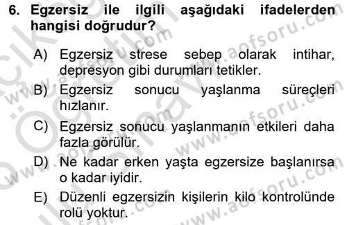 Temel Sağlık Ve Hastalık Bilgisi Dersi 2025 - 2026 Yılı Yaz Okulu Sınav Soruları 6. Soru