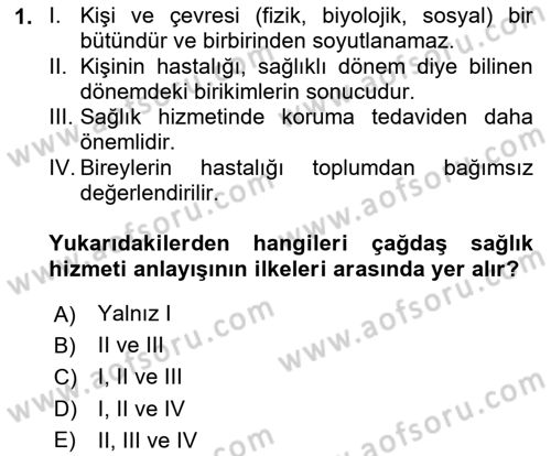 Hastalıklar Bilgisi Dersi 2020 - 2021 Yılı Yaz Okulu Sınav Soruları 1. Soru