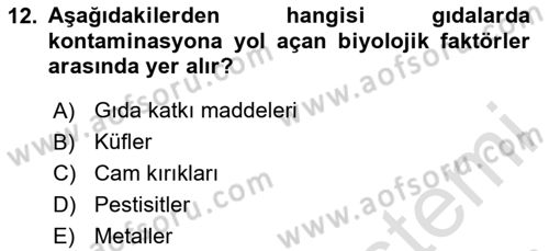 Hastalıklar Bilgisi Dersi 2020 - 2021 Yılı Yaz Okulu Sınav Soruları 12. Soru