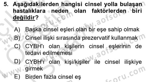 Hastalıklar Bilgisi Dersi 2020 - 2021 Yılı Yaz Okulu Sınav Soruları 5. Soru