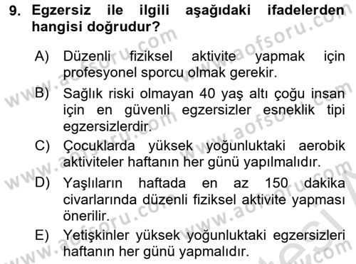 Hastalıklar Bilgisi Dersi 2020 - 2021 Yılı Yaz Okulu Sınav Soruları 9. Soru