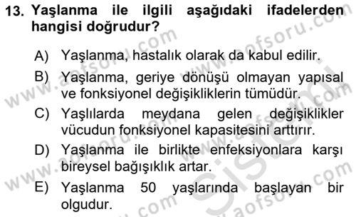 Hastalıklar Bilgisi Dersi 2021 - 2022 Yılı (Vize) Ara Sınav Soruları 13. Soru