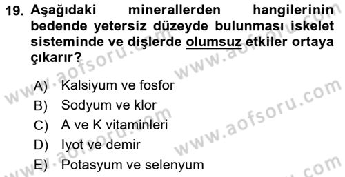 Hastalıklar Bilgisi Dersi 2021 - 2022 Yılı (Vize) Ara Sınav Soruları 19. Soru