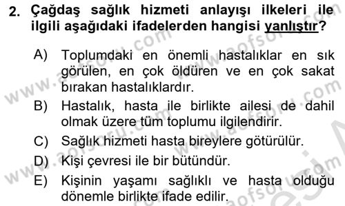 Hastalıklar Bilgisi Dersi 2021 - 2022 Yılı (Vize) Ara Sınav Soruları 2. Soru