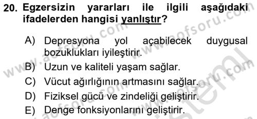 Hastalıklar Bilgisi Dersi 2021 - 2022 Yılı (Vize) Ara Sınav Soruları 20. Soru