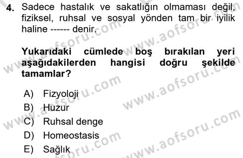 Hastalıklar Bilgisi Dersi 2021 - 2022 Yılı (Vize) Ara Sınav Soruları 4. Soru