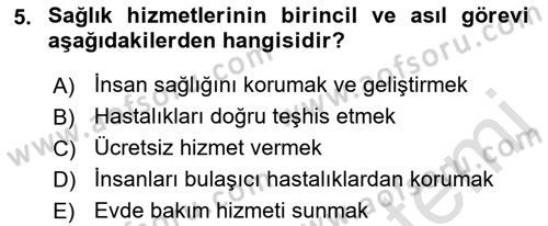 Hastalıklar Bilgisi Dersi 2021 - 2022 Yılı (Vize) Ara Sınav Soruları 5. Soru